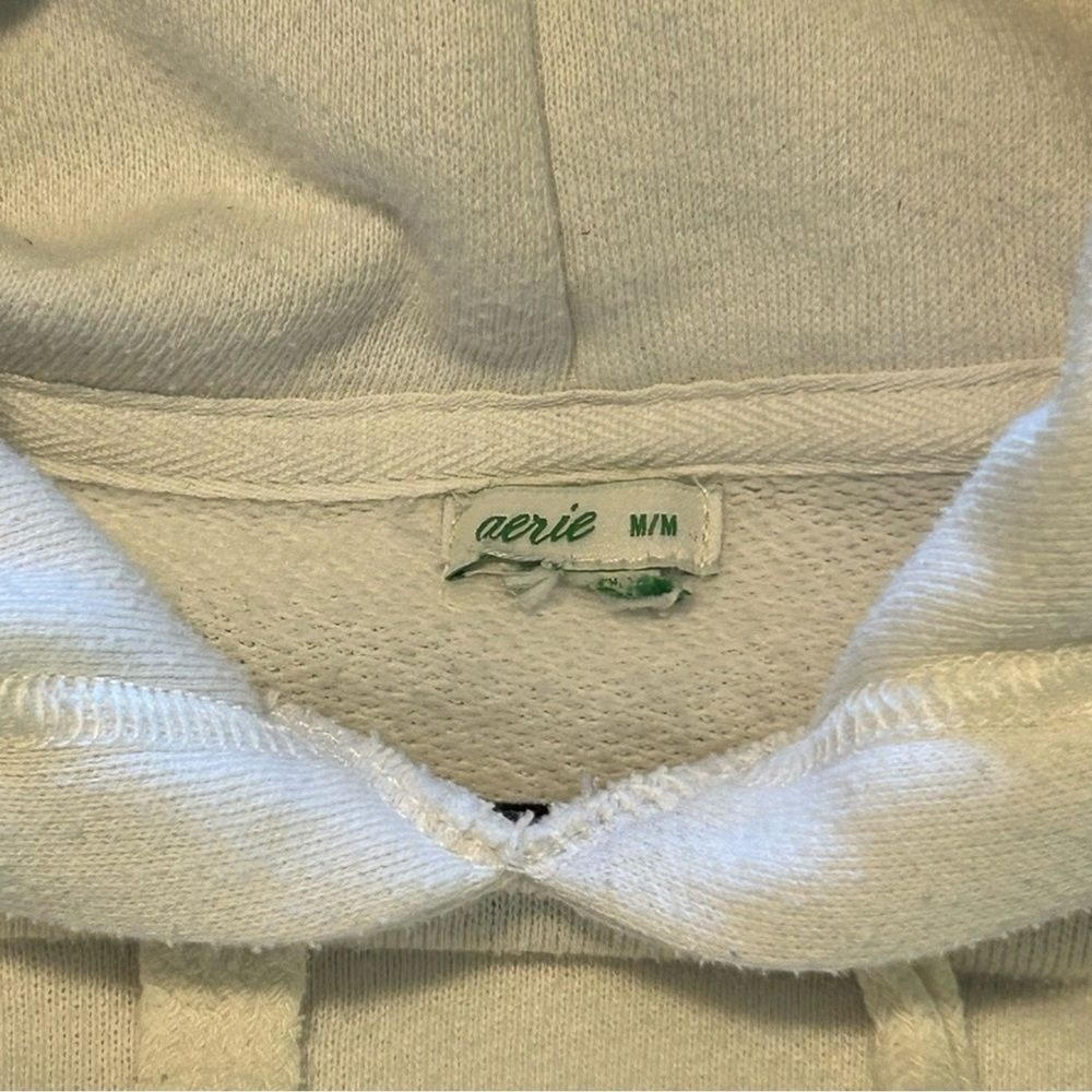 Aerie Womens White Oversized Hoodie Sweatshirt Medium Pocket Hooded - Picture 5 of 5
